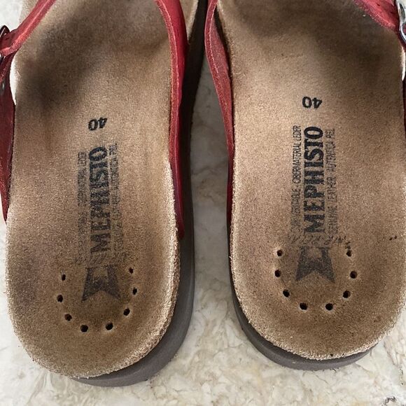 Mephisto Helen Air Relax Ostrich Embossed Red Leather Women’s Sandals - Picture 15 of 16